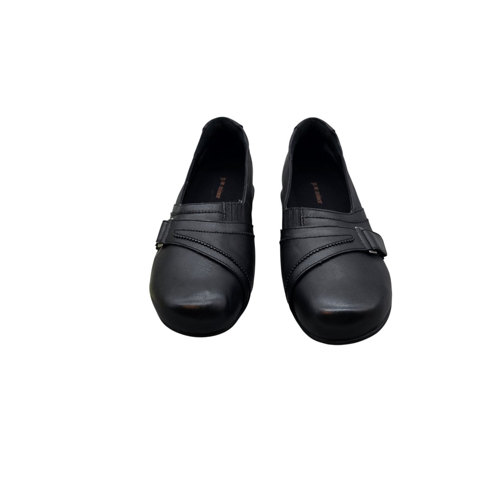 PW Minor Sophie Black Leather Loafers Womens 11.5 2W Wide Orthopedic Shoes NEW